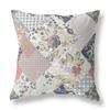 HomeRoots Peach Cream Black Broadcloth Peach Black Floral Indoor Outdoor Throw Pillow view 1