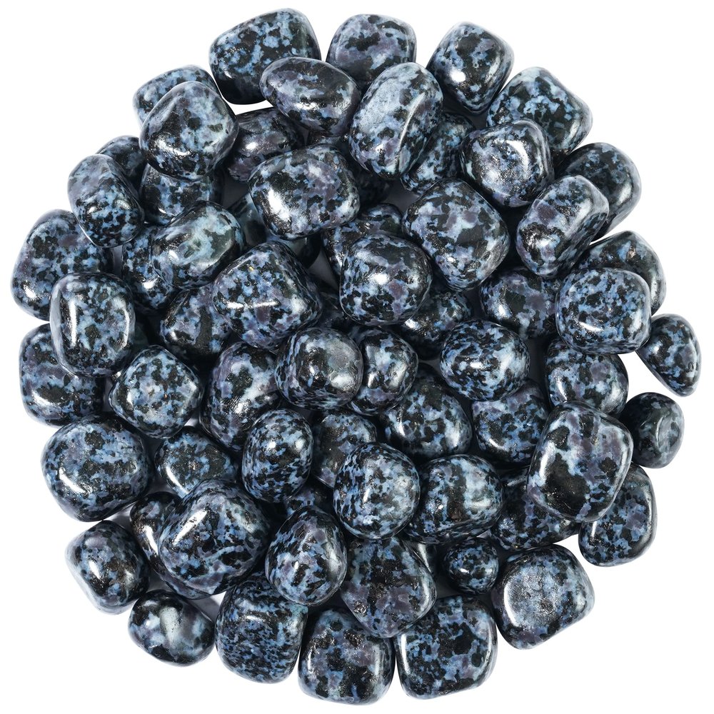 "Crocon 1LB Indigo Gabbro Tumbled Stones and Crystals bulk 2000+ Carats Natural Crystal Kit for Reiki Healing Crystal Polished, Tumble Stones, Chakra Balancing, Reiki Gift, Home Decor Size : 2025 mm"