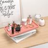 Bathroom Vanity Tray for Countertop - Bamboo Organizer Tray for Dresser Tops, Toilet, Perfume Small Decorative Tray Wood Tray for Home Decoration 11.81 L x 6.1 W x 0.79 H (Pink) view 3