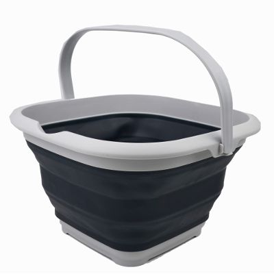 SAMMART 8.5L (2.2 Gallon) Collapsible Square Handy Bucket/Foldable SquareWater Pail/Portable Tub with Handle. Size 31x31cm (Grey/Slate Grey, 1)