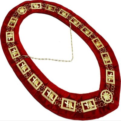 Masonic Regalia KT Knights Templar Metal Chain Collar RED Backing