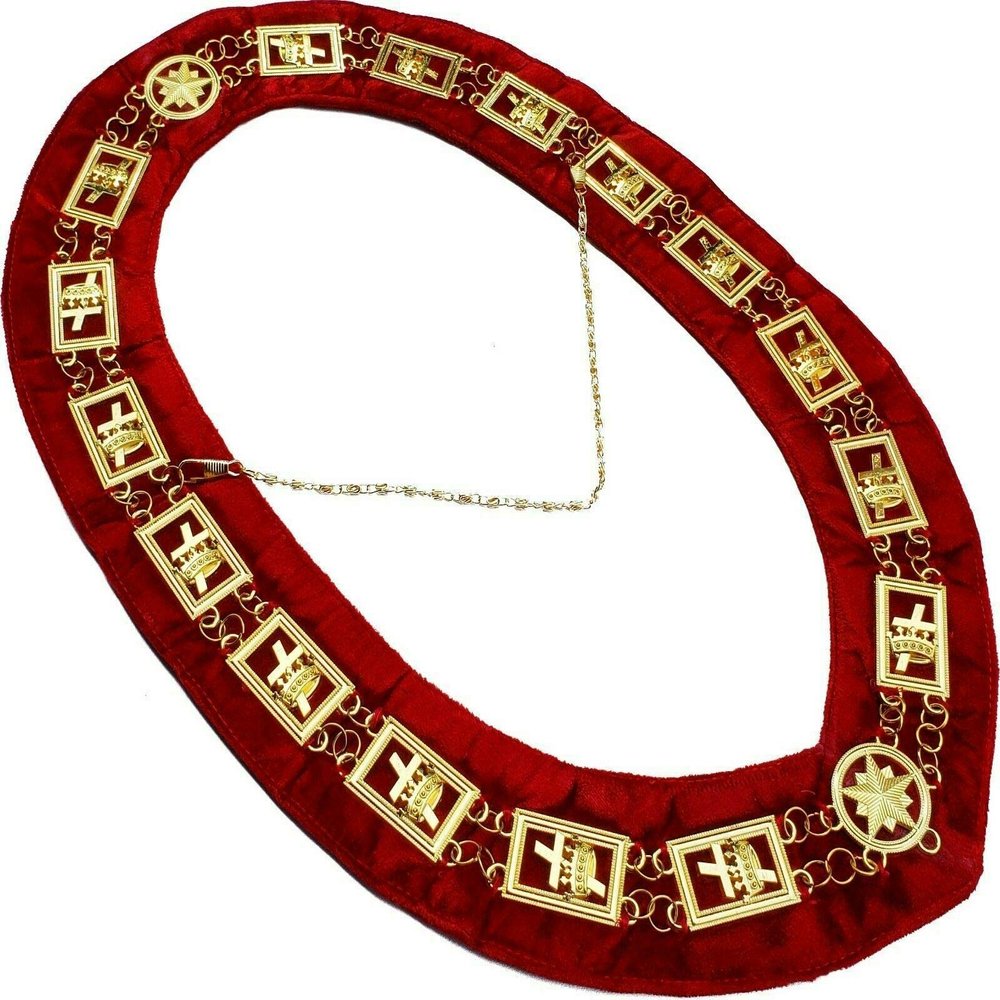 Masonic Regalia KT Knights Templar Metal Chain Collar RED Backing