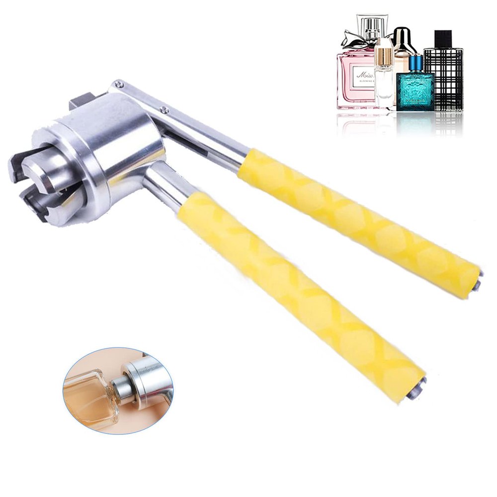 1PCS 13mm Flip Off Vial Crimper,Manual Perfume Crimper,Stainless Steel Sealing Machine,Bottle Capper Tools Handle Anti-Skid,Yellow