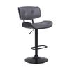 Armen Living Arabela & Brooklyn Swivel Bar Stool - Faux Leather, Wood - Adjustable Height Gray view 1