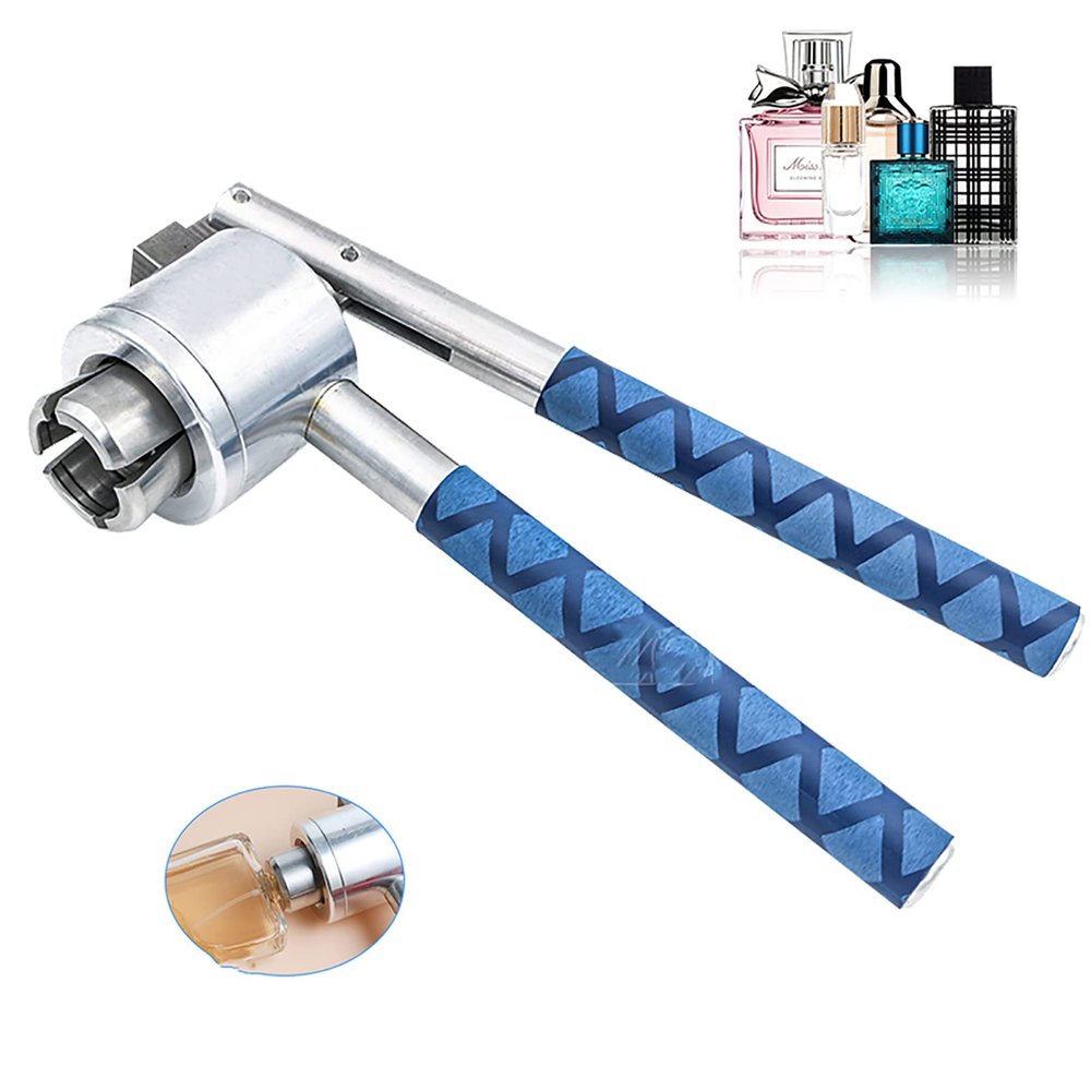 1PCS 13mm Flip Off Vial Crimper,Manual Perfume Crimper,Stainless Steel Sealing Machine,Bottle Capper Tools Handle Anti-Skid,Blue