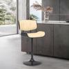 Armen Living Arabela & Brooklyn Swivel Bar Stool - Faux Leather, Wood - Adjustable Height Cream view 2