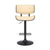 Armen Living Arabela & Brooklyn Swivel Bar Stool - Faux Leather, Wood - Adjustable Height Cream view 4