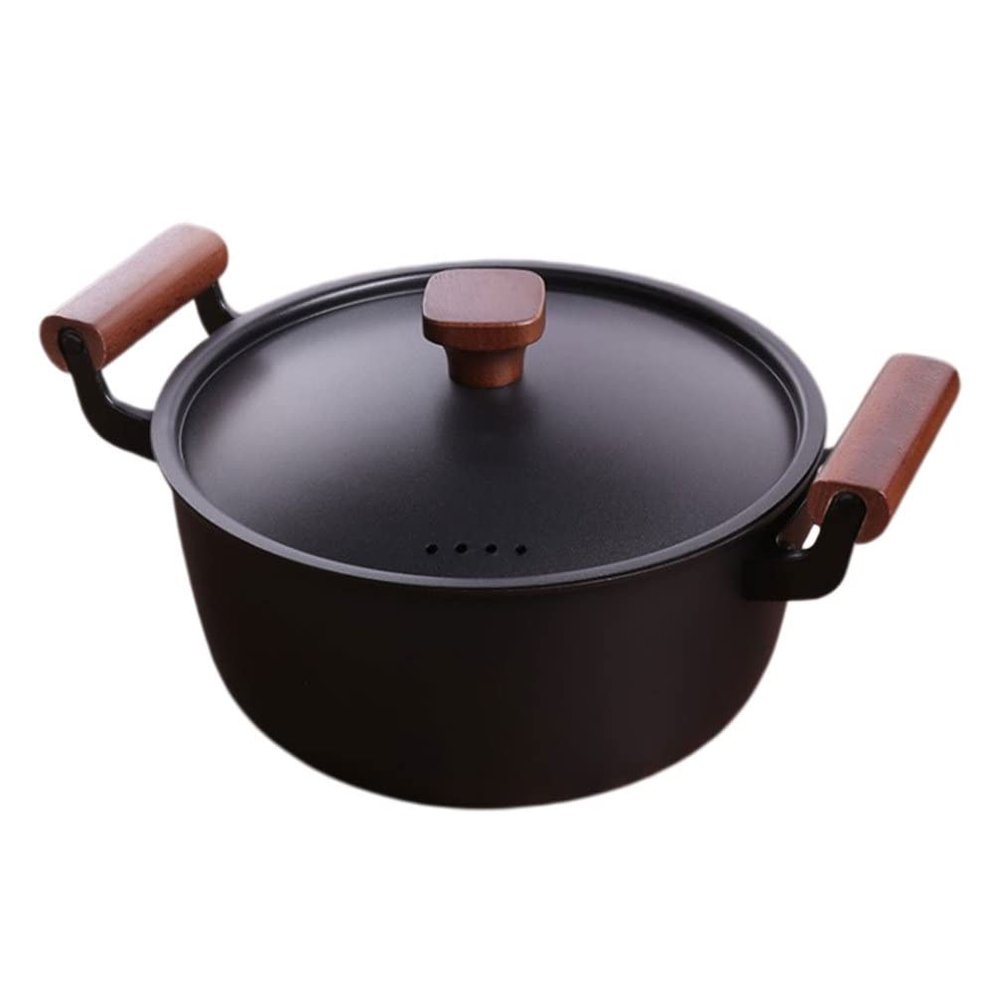 1pc Non-stick Cast Iron Stew Pot Japanese Style Soup Pot for Home Cooking Iron Material for Instant Noodles Stews and Hot Soups