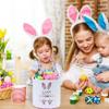Easter Bunny Basket Bags for Kids Canvas Egg Hunt Basket Bucket Monogrammed Rabbit Egg Gift Bags Polka Dot Portable Easter Tote Bag Party Candy Storage Decoration view 3