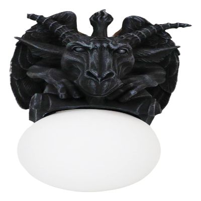 Ebros Gift Sculptural Shadow Baphomet Sabbatic Goat Pentagram Sigil Gargoyle Small Wall Sconce Electrical Spherical Ball Lamp Fantasy Gothic Hanging Plaque Decor (2)