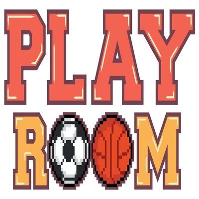 Home Living Room Art Playroom Lettering Art Decoration Soccer & Basketball Balls Design Adhesive Wall Decal - 21" x 36" Kids Arcade Room Easy to Apply Multicolored Wall Dcor Sticker