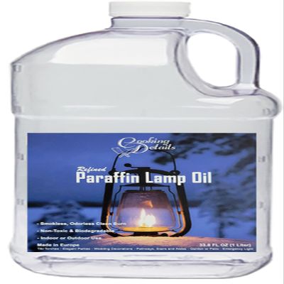 Cooking Details Liquid Paraffin Lamp Oil, 1 Gallon - Smokeless, Odorless, Ultra Clean Burning Fuel, Tiki Torch Fuel for Indoor and Outdoor Use, Made in The U.S.A. (Single)