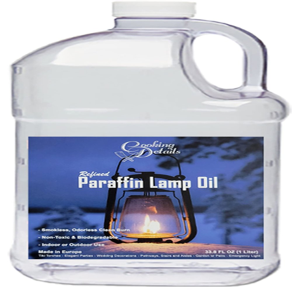 Cooking Details Liquid Paraffin Lamp Oil, 1 Gallon - Smokeless, Odorless, Ultra Clean Burning Fuel, Tiki Torch Fuel for Indoor and Outdoor Use, Made in The U.S.A. (Single)