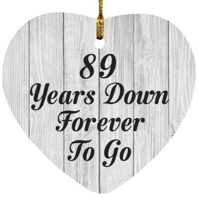 Designsify Christmas Tree Decoration, 89th Anniversary 89 Years Down Forever to Go, Heart Ornament F, Gifts for Birthday Valentines Mom Mothers Fathers Day Party, to Men Women Him Her Friend Mom