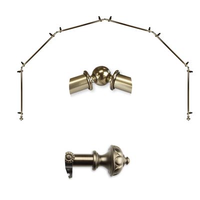 A&F Rod Dcor - Fargo 13/16" 6-Sided Bay Window Curtain Rod - Antique Brass