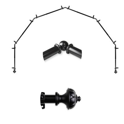 A&F Rod Dcor - Fargo 13/16" 6-Sided Bay Window Curtain Rod - Black