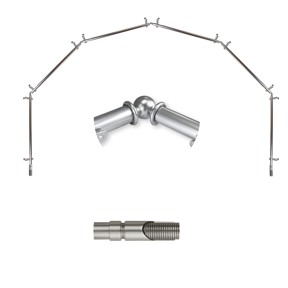 A&F Rod Dcor - Cylinder 13/16" 6-Sided Bay Window Curtain Rod - Satin Nickel