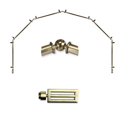 A&F Rod Dcor - Cobalt 13/16" 6-Sided Bay Window Curtain Rod - Antique Brass