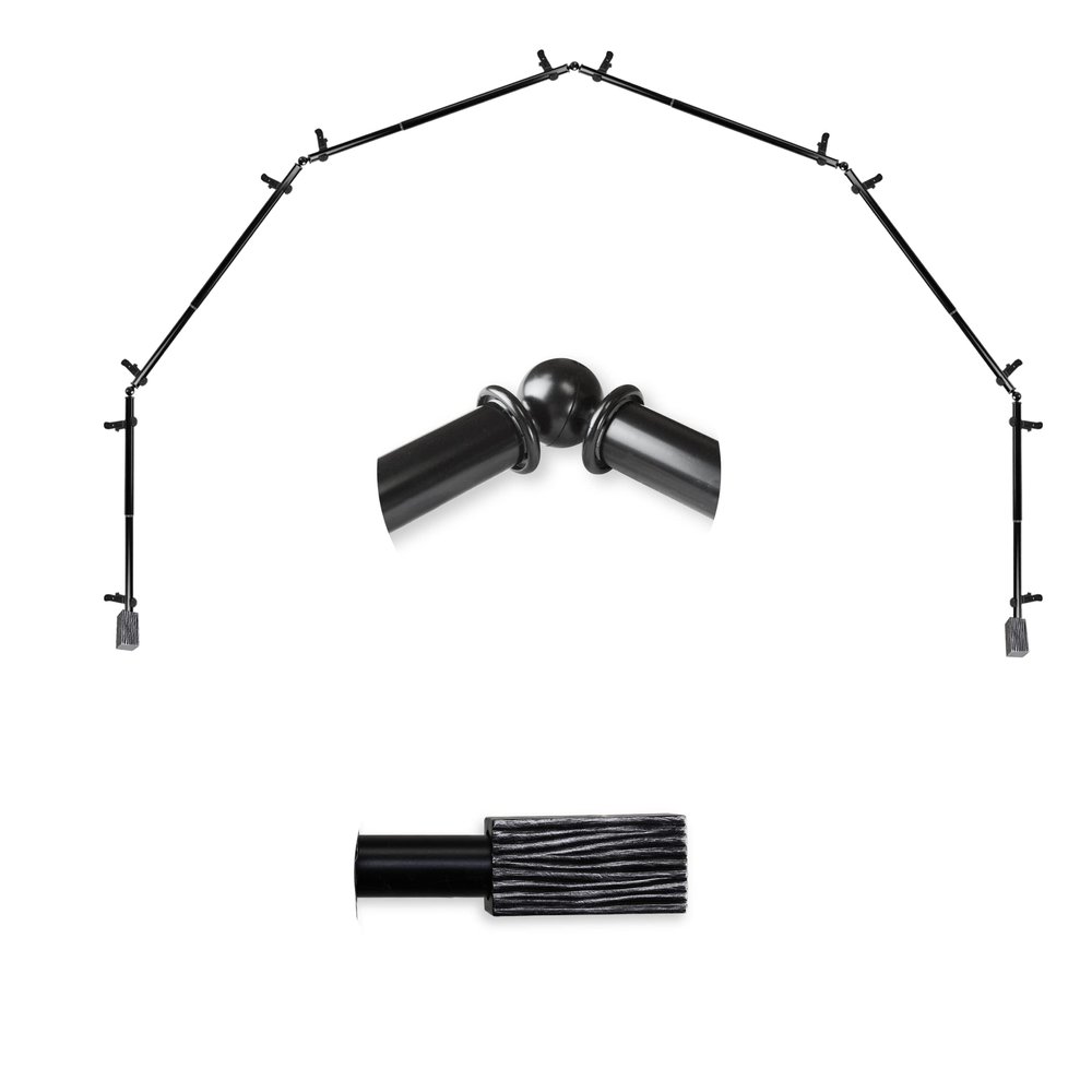 A&F Rod Dcor - Oak 13/16" 6-Sided Bay Window Curtain Rod - Black