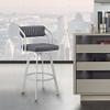 Armen Living Capri Modern 30" Seat Height Gray Faux Leather and Silver Steel Metal Swivel Bar Stool for Kitchen Island Counter view 2