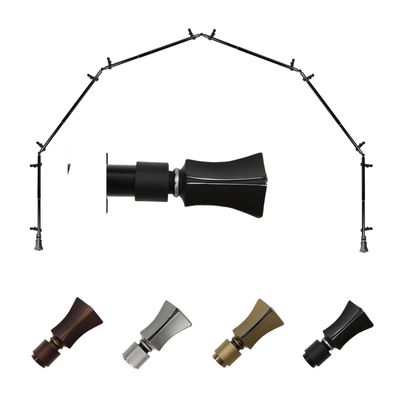 Pillar 13/16" 6-Sided Bay Window Curtain Rod 28-48" (Each Side) - Black
