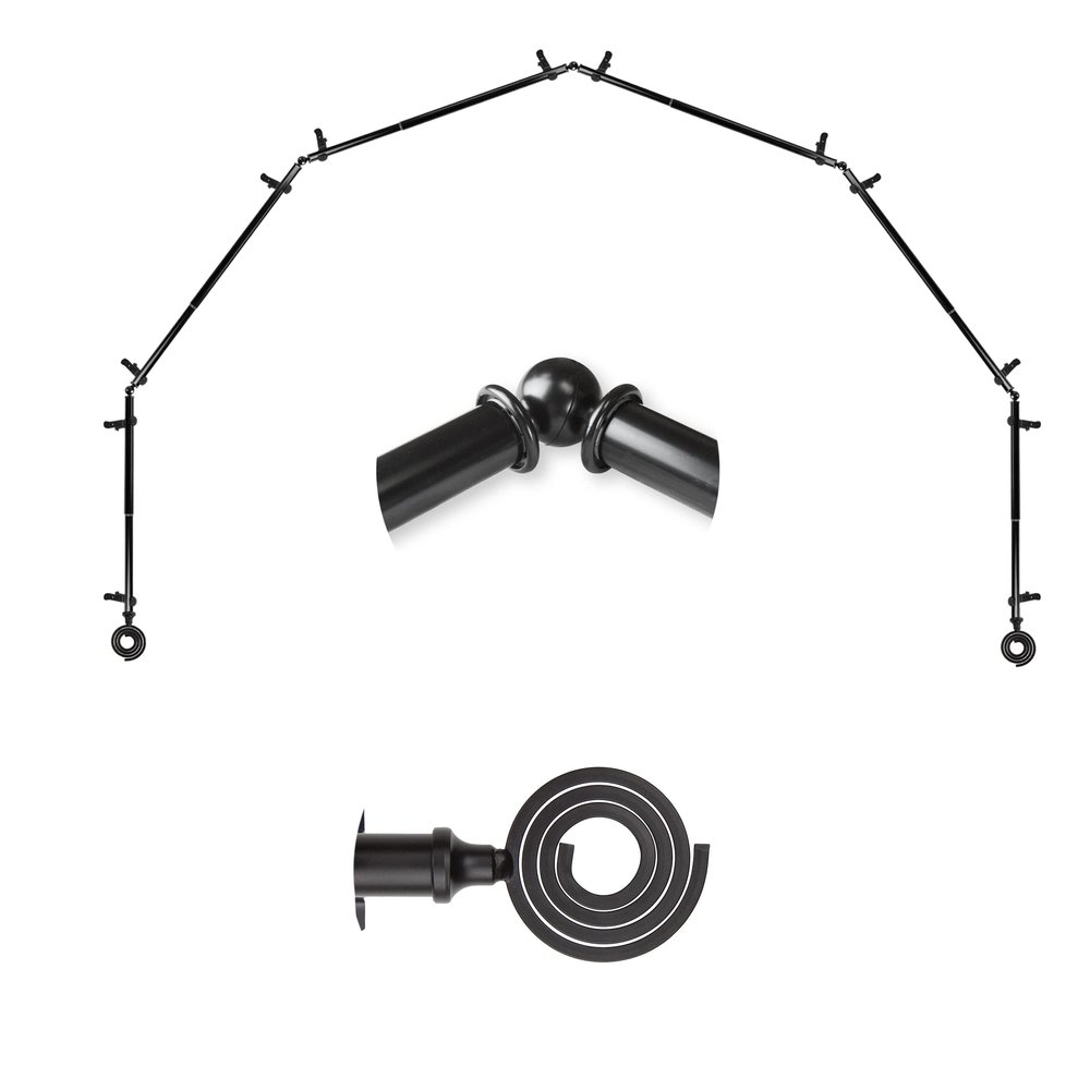 A&F Rod Dcor - Spool 13/16" 6-Sided Bay Window Curtain Rod - Black