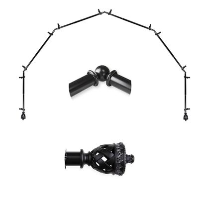 A&F Rod Dcor - Bernadette 13/16" 6-Sided Bay Window Curtain Rod - Black