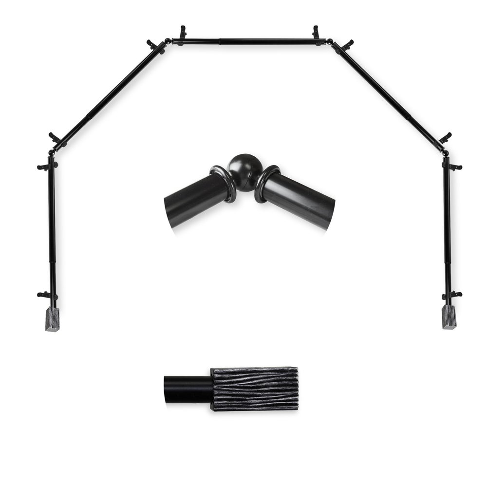A&F Rod Dcor - Oak 13/16" 5-Sided Bay Window Curtain Rod - Black