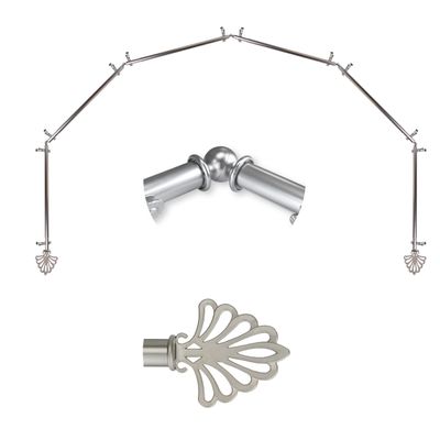 A&F Rod Dcor - Screen 13/16" 6-Sided Bay Window Curtain Rod - Satin Nickel