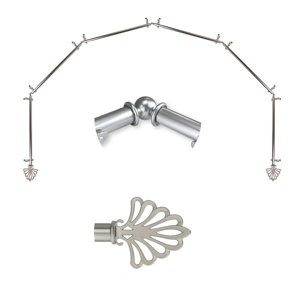 A&F Rod Dcor - Screen 13/16" 6-Sided Bay Window Curtain Rod - Satin Nickel