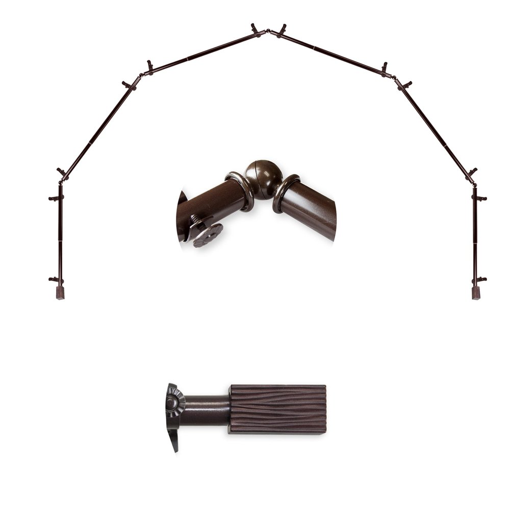 A&F Rod Dcor - Oak 13/16" 6-Sided Bay Window Curtain Rod - Cocoa
