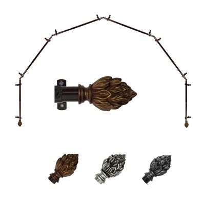 A&F Rod Dcor - Ashland 13/16" 6-Sided Bay Window Curtain Rod - Cocoa