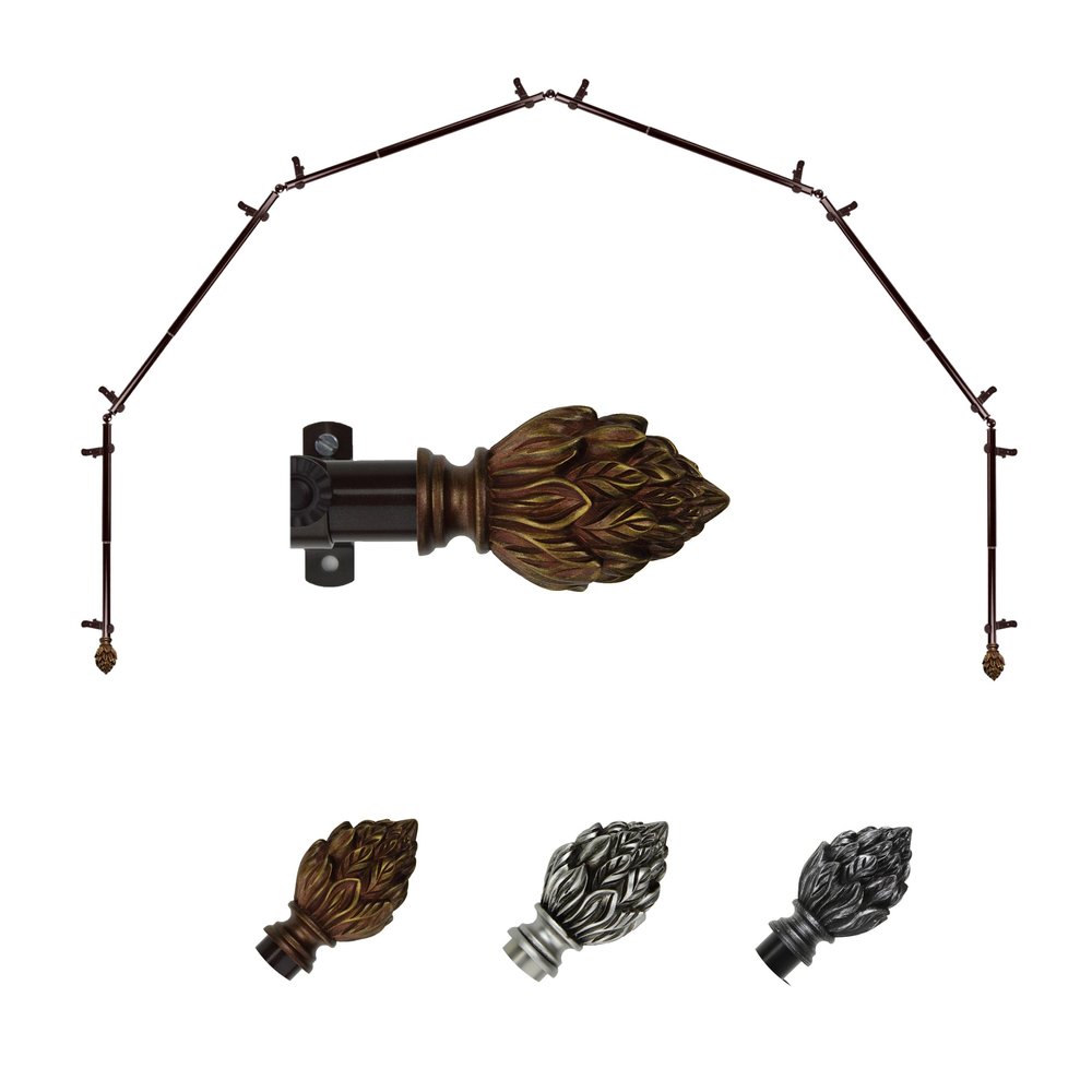 A&F Rod Dcor - Ashland 13/16" 6-Sided Bay Window Curtain Rod - Cocoa