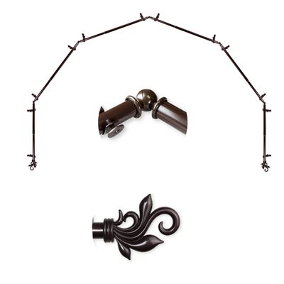 A&F Rod Dcor - Quinn 13/16" 6-Sided Bay Window Curtain Rod - Cocoa