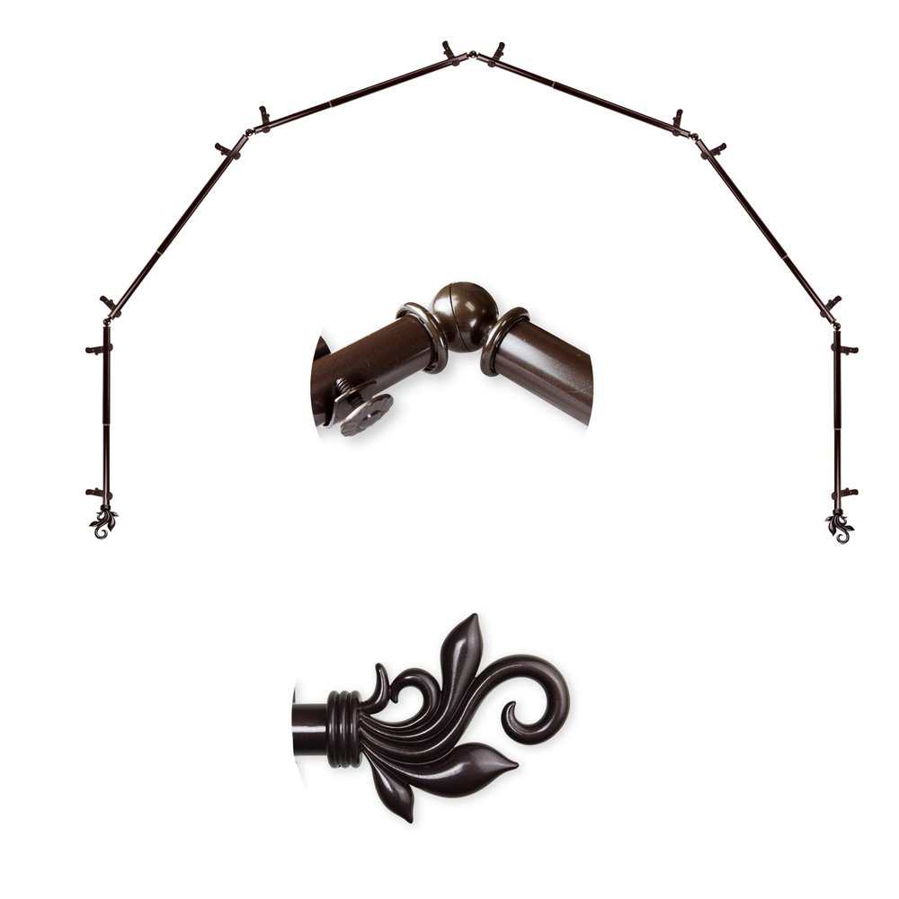 A&F Rod Dcor - Quinn 13/16" 6-Sided Bay Window Curtain Rod - Cocoa
