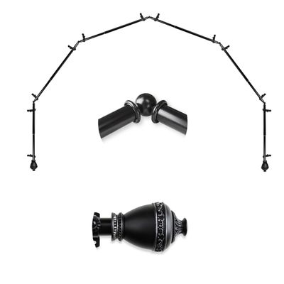 A&F Rod Dcor - Eva 13/16" 6-Sided Bay Window Curtain Rod - Black