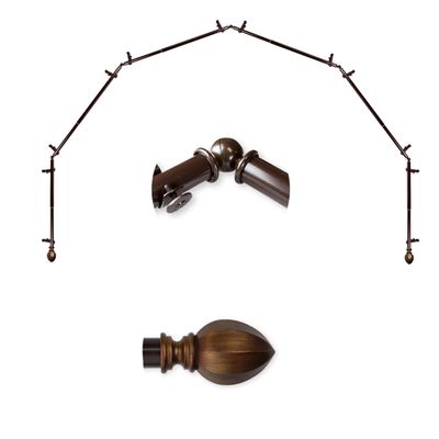 A&F Rod Dcor - Hazelnut 13/16" 6-Sided Bay Window Curtain Rod - Cocoa