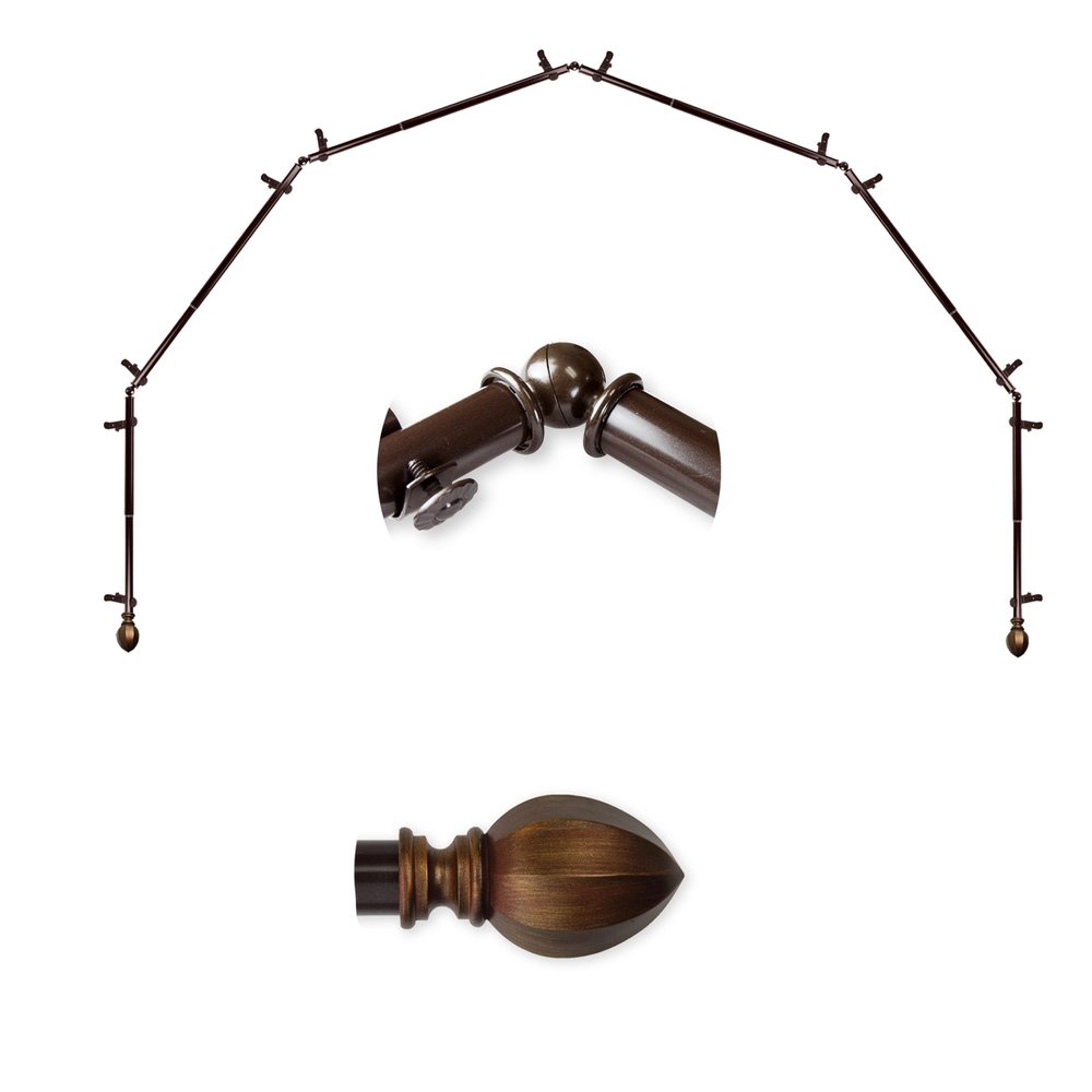 A&F Rod Dcor - Hazelnut 13/16" 6-Sided Bay Window Curtain Rod - Cocoa