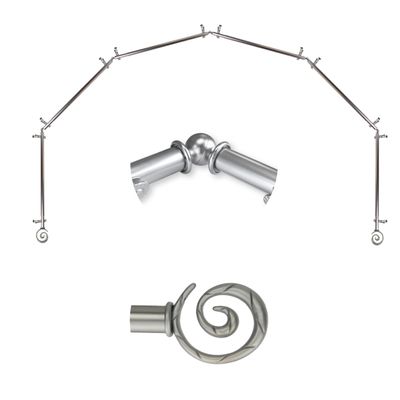 A&F Rod Dcor - Whirlwind 13/16" 6-Sided Bay Window Curtain Rod - Satin Nickel