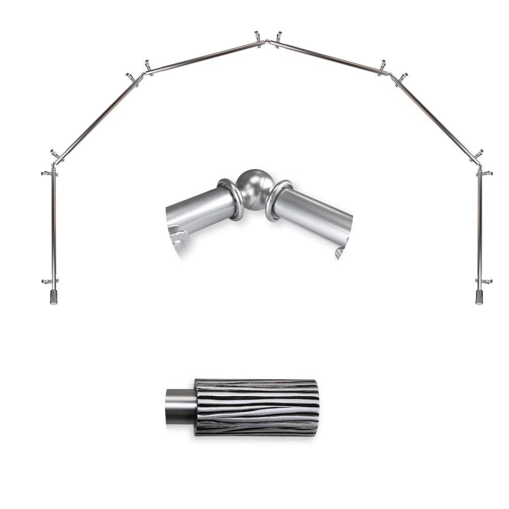 A&F Rod Dcor - Pine 13/16" 6-Sided Bay Window Curtain Rod - Satin Nickel