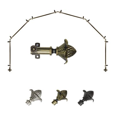 A&F Rod Dcor - Emerge 13/16" 6-Sided Bay Window Curtain Rod - Antique Brass