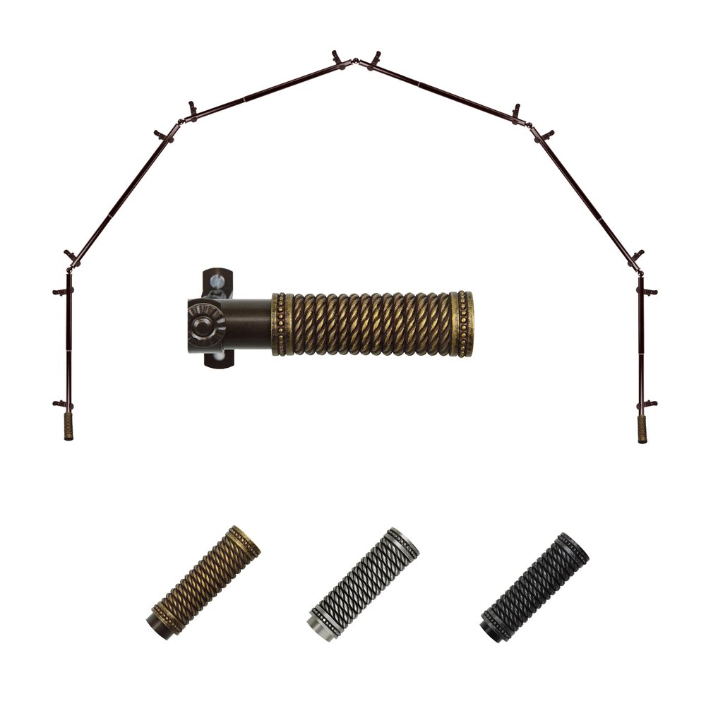 A&F Rod Dcor - Woven 13/16" 6-Sided Bay Window Curtain Rod - Black