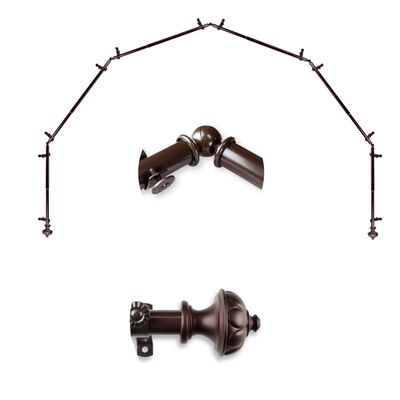 A&F Rod Dcor - Fargo 13/16" 6-Sided Bay Window Curtain Rod - Cocoa