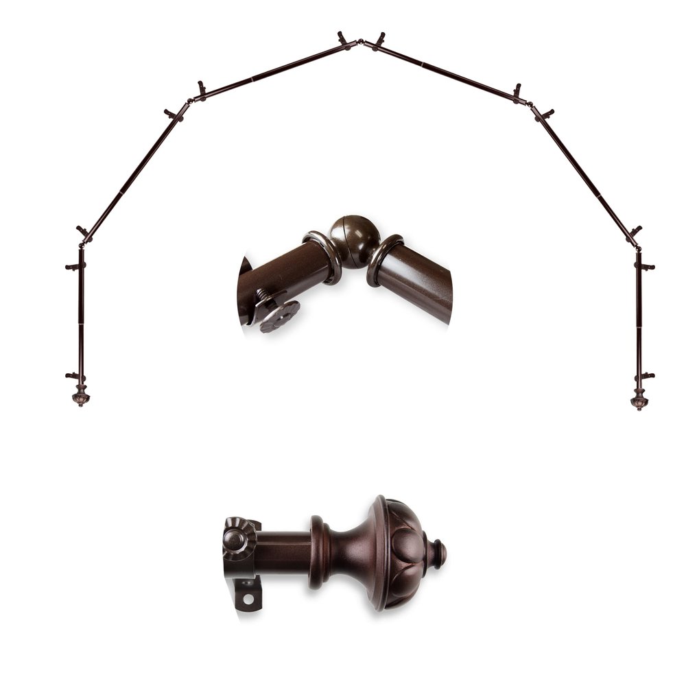 A&F Rod Dcor - Fargo 13/16" 6-Sided Bay Window Curtain Rod - Cocoa