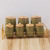 8 Piece Ceramic Canister Jar Set with a Stand and Air tight Bamboo Lids with KNOB. (Plain Olive Green) view 1