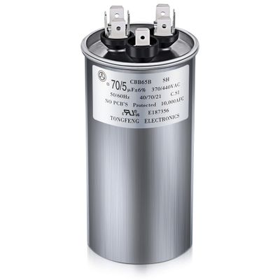 70/5 MFD uF 370/440V CBB65 Dual Run Round Capacitor for AC Motor, HVAC Capacitor, Air Conditioner Replacement, Heat Pump, Fan Start, Condenser Straight Cool, UL Listed