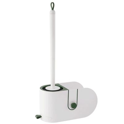 Hardwearing Toilet Brush and Holder for BathroomWall-Mounted Cleaning Toilet Bowl BrushToilet Scrub Brush Silicone Brush Head with Storage Easy to Dry (Color : White)
