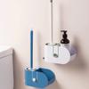 Hardwearing Toilet Brush and Holder for BathroomWall-Mounted Cleaning Toilet Bowl BrushToilet Scrub Brush Silicone Brush Head with Storage Easy to Dry (Color : White) view 3