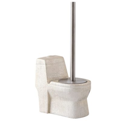Hardwearing Toilet Brush and HolderCreative Toilet Bowl Brush with Long HandleCeramic Base Toilet Scrub Brush for Bathroom Cleaning Easy to Dry (Color : White)