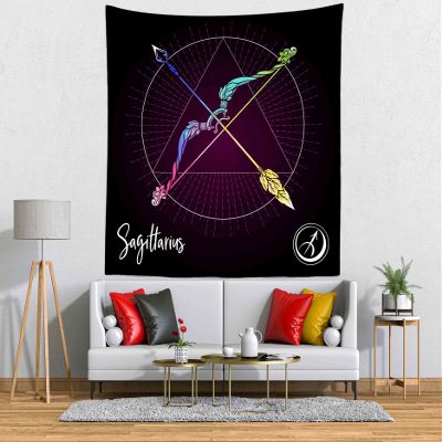 CORFOTO Fabric 70Wx70H Sagittarius Tapestry Wall Hanging Astrology Pattern 12 Signs Tapestries Wall Art for Bedroom Living Room College Dorm Home Decor
